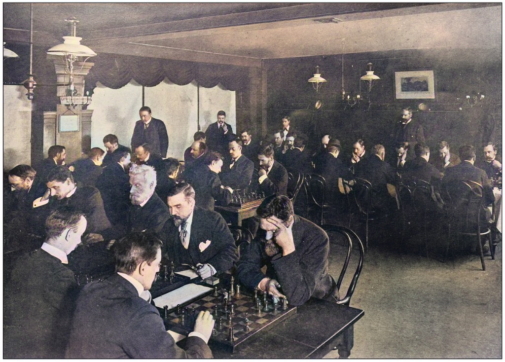 Antique photograph of the British Empire: Chess tournament